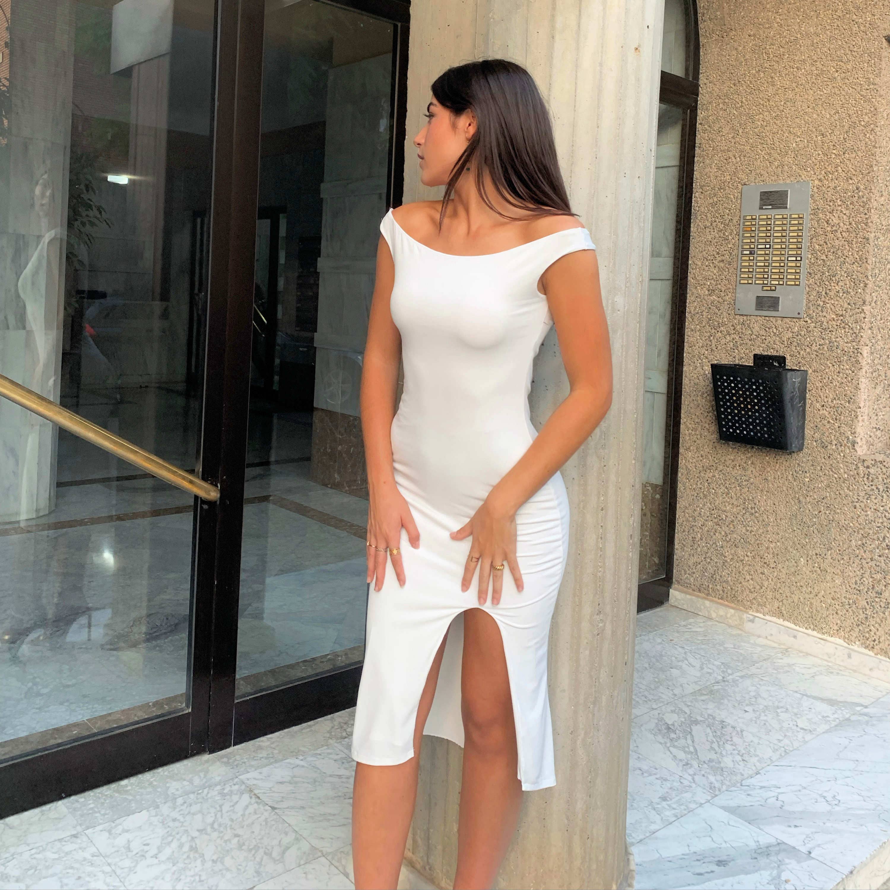 Bombon Spain - MIlagros Pedregal - Venta al por mayor Vestido - Mujer - Vestido Blanco Largo Bella6