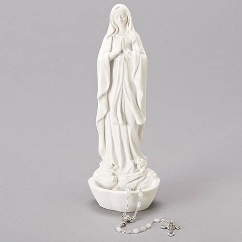 Roman - Wholesale Decorative Tabletop Object - Our Lady of Lourdes White Rosary Holder