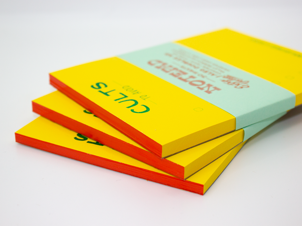 Ladyfingers Letterpress – wholesale Notepad – Cults to Avoid Risograph Notepad 1