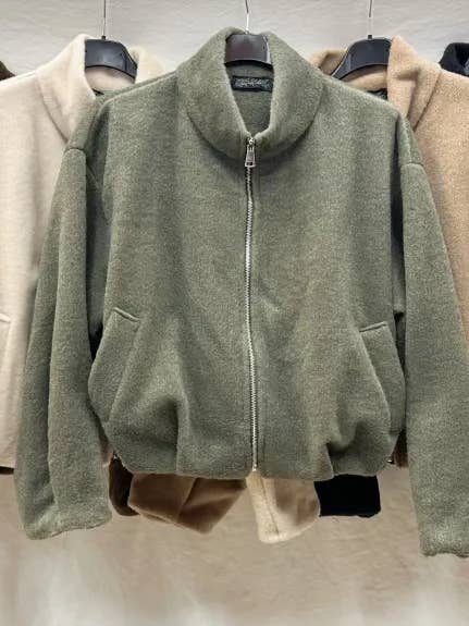 Felted Jacket With Zip @11890_VeZipFeutree for wholesale by Mimi & Gogo