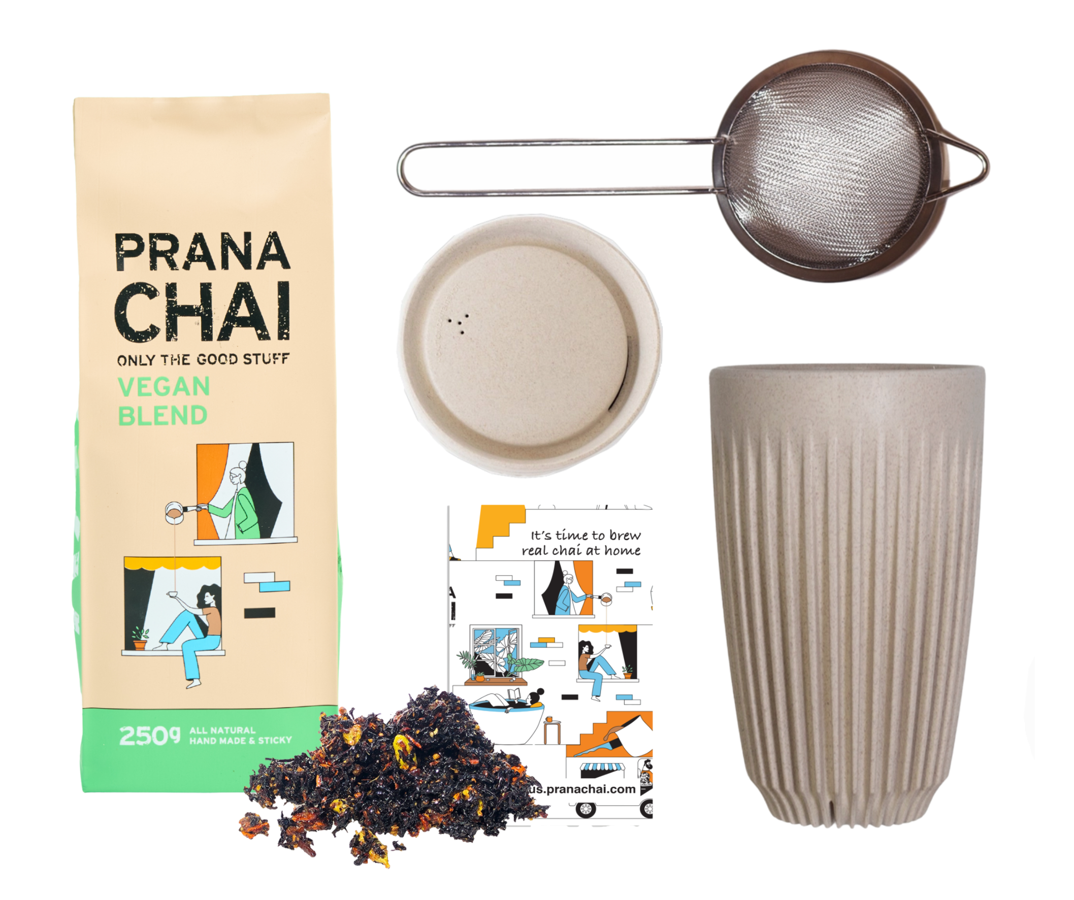 Prana Chai - Wholesale Gift Bag Set/Pack - Prana Chai + Huskee Cup + Strainer Gift Set14