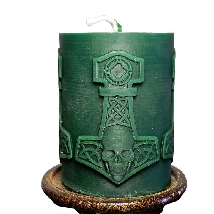 Cernunnos Farms - Wholesale Novelty Candle - Thor's Hammer and Skull Candle4