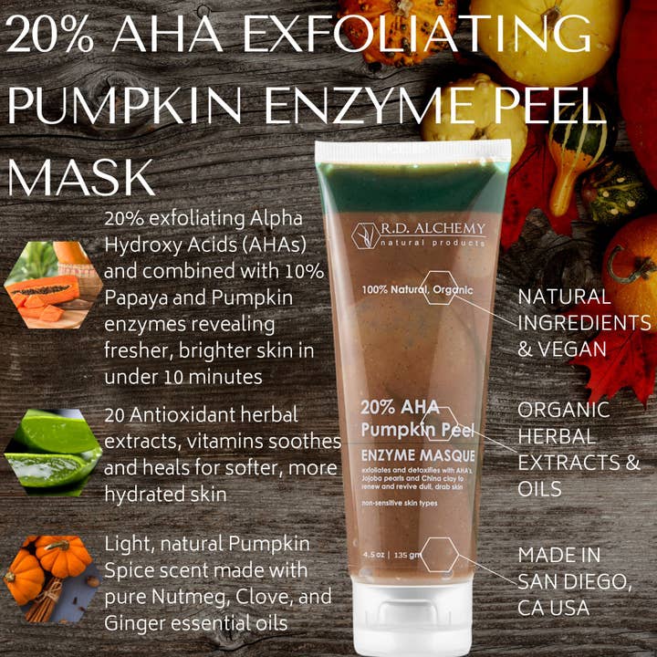 RD Alchemy Natural Products - Wholesale Skincare Face Mask - 20% AHA Exfoliating Pumpkin Enzyme Peel Mask2