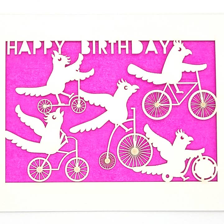 two hermanas - Wholesale Birthday Card - Happy Birthday - Parrots on Bikes Birthday Card4