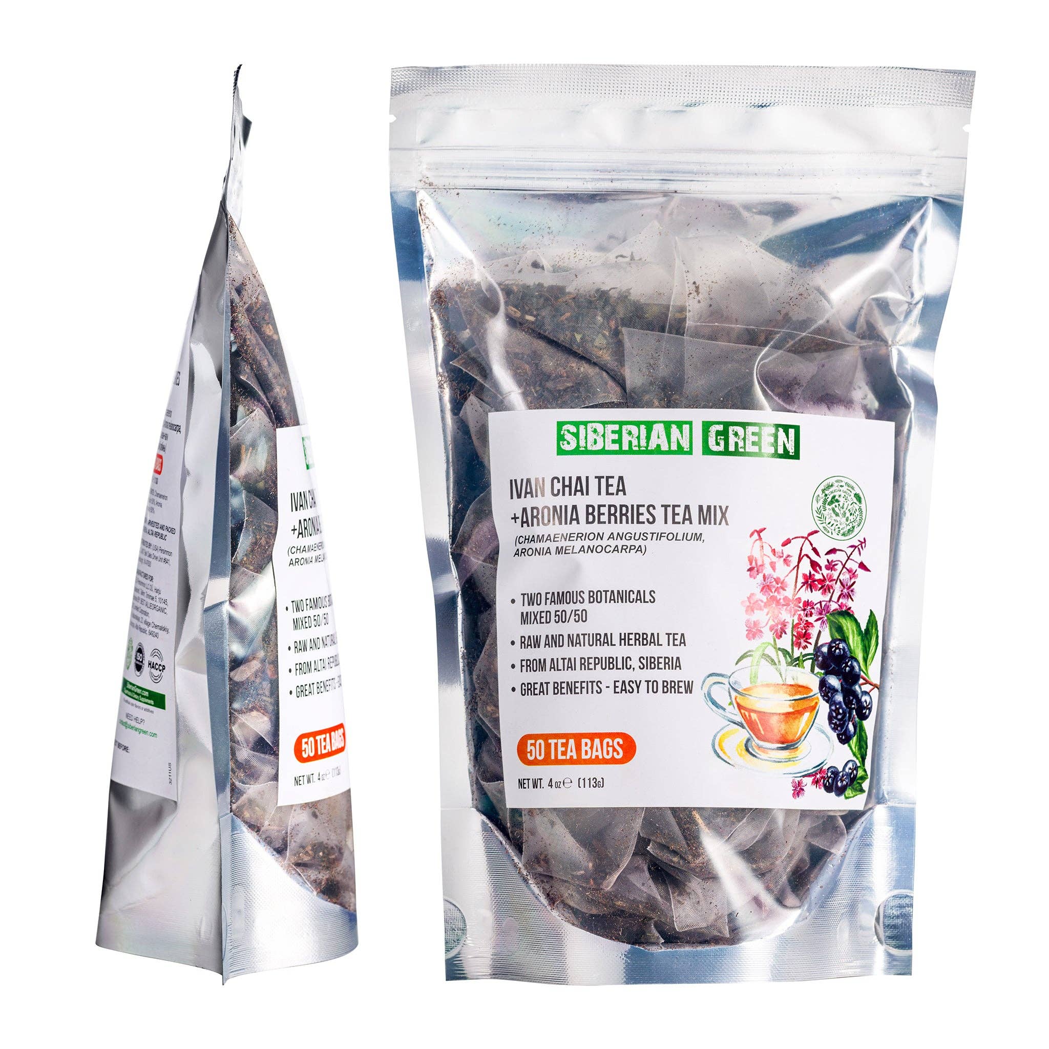 SiberianGreen - Wholesale Tea Bags - Siberian Green Ivan Chai and Aronia Berry Tea - 50 Herbal Tea Bags7
