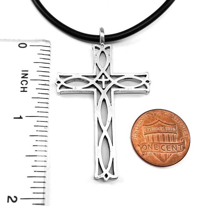 Forgiven Jewelry - Wholesale Pendant/Charm Necklace - Cross Ichthus Fish Antique Silver Necklace2