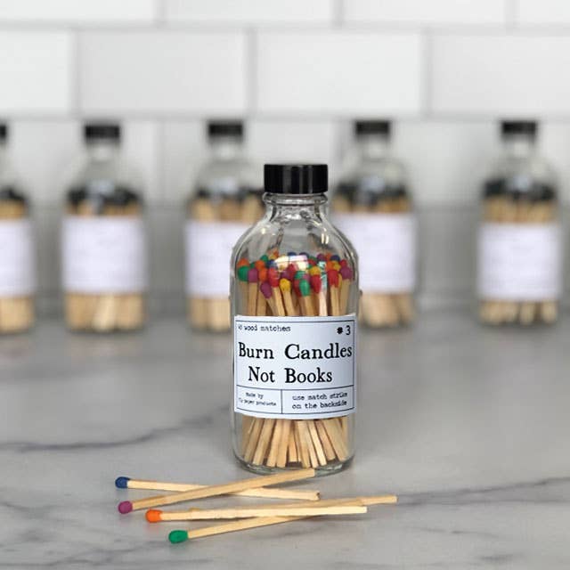 Fly Paper Products - Wholesale Matches - Burn Candles Not Books Rainbow or Black Safety Match Bottle 0