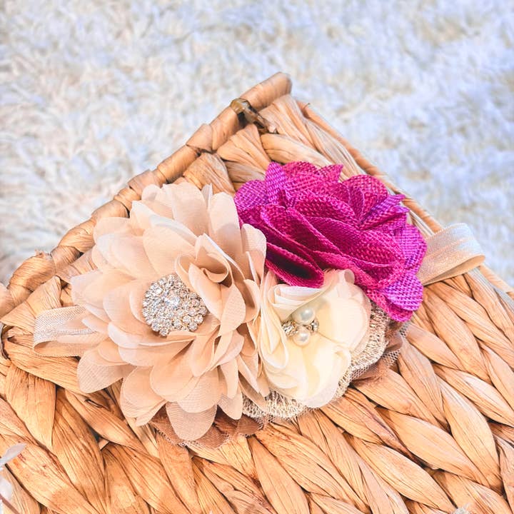 Baby-Jute-Baby Vintage-Stirnband, elfenbeinfarbenes Baby-Stirnband für den Großhandel von Jazy and Eve