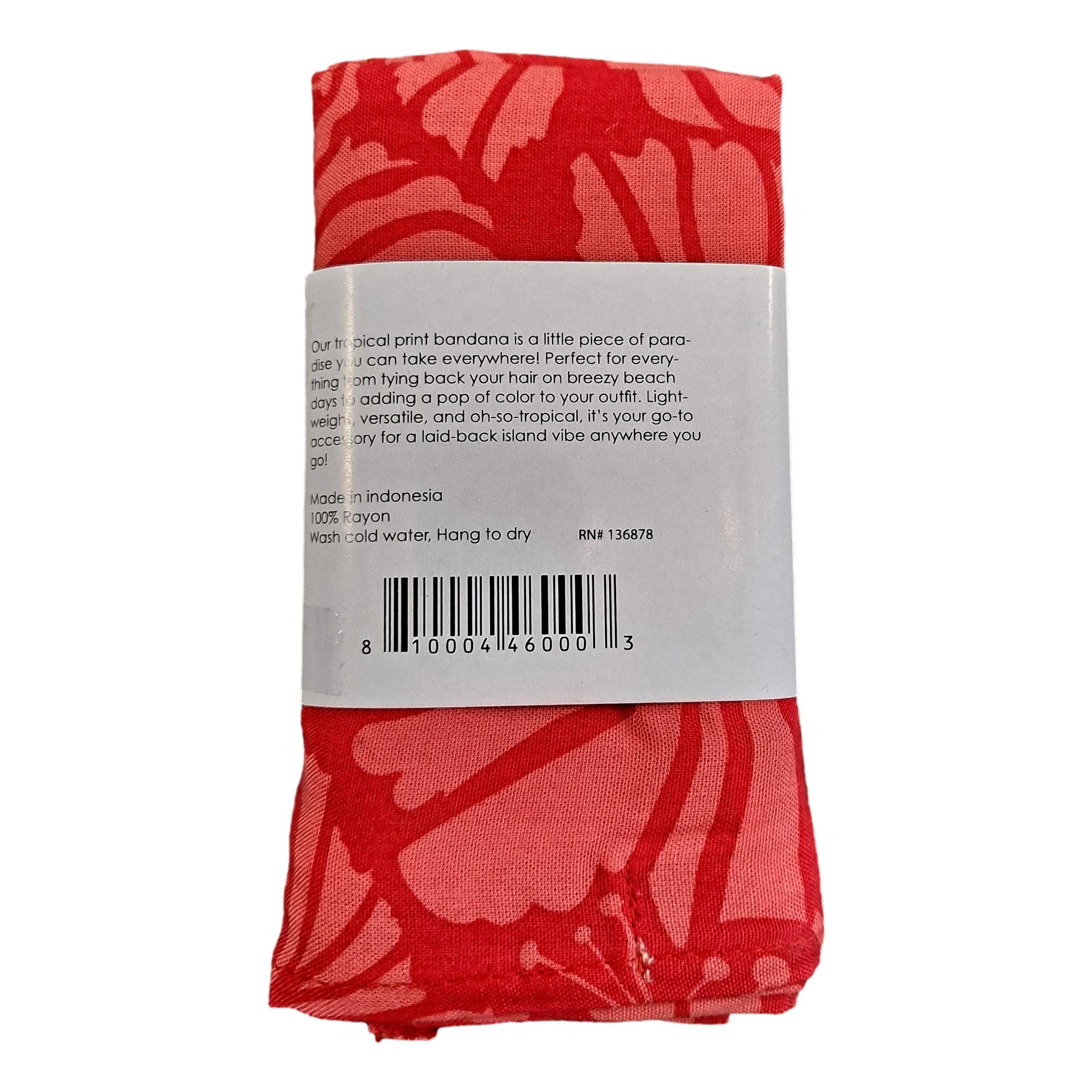 Island Style Clothing Co by Akamai Distribution Ltd - Wholesale Bandana - Women's - Bandana Red Hibiscus Lightweight Rayon 21 x 21 2