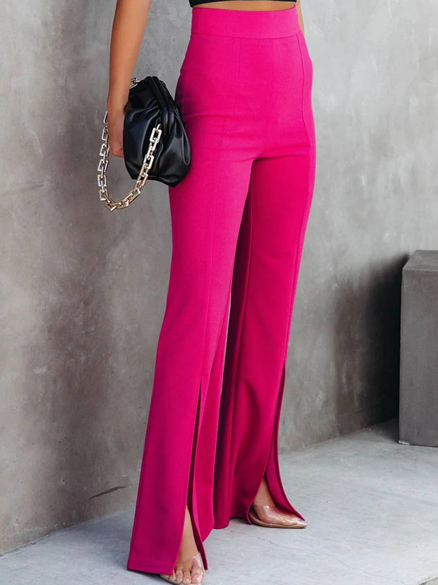 HIDDENBRAND - Wholesale Pants - Women's - Slim thin flared trousers slit pant2