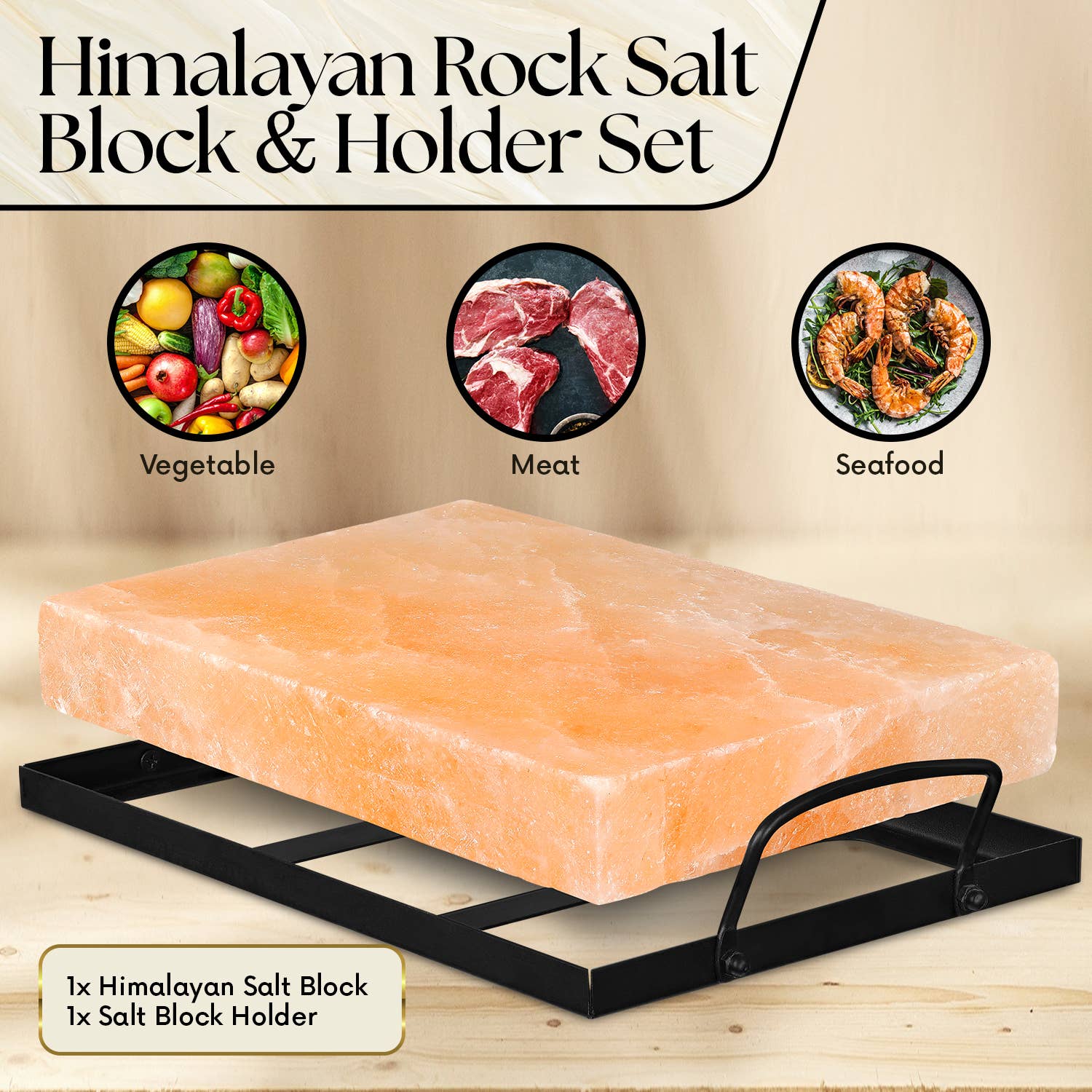 UMAID PRODUCTS - Vente Planche à découper - Bloc de cuisson en sel rose de l'Himalaya naturel avec support en acier inoxydable3