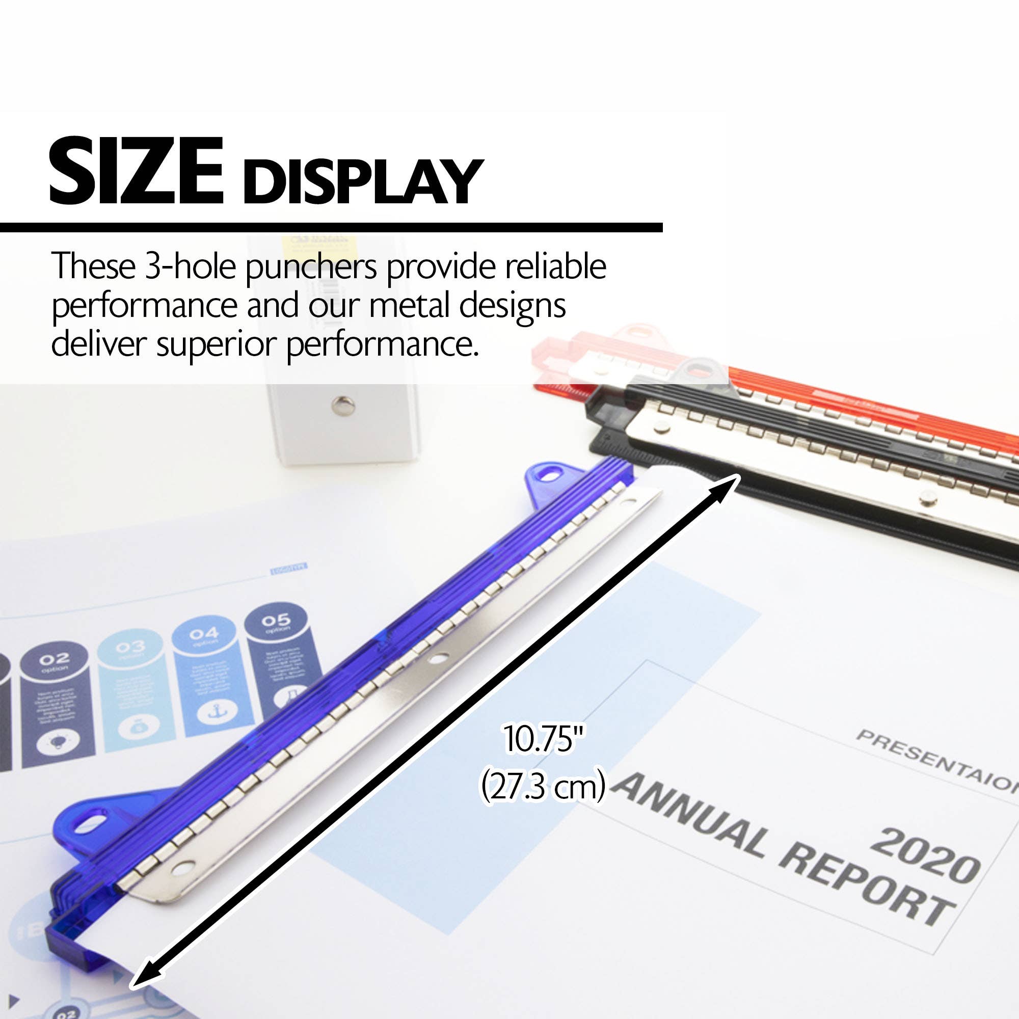 BAZIC Products - Vente Perforatrices - Perforatrice à papier portable 3 trous1