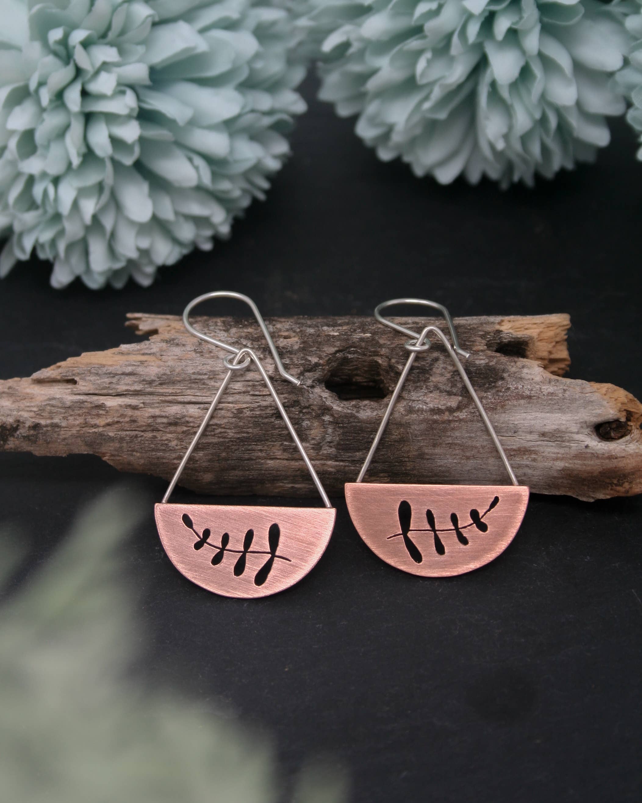 Rising Jewelry – Brincos de argola por atacado – Brincos Botânicos, Fetos Tomilho Ginkgo Rebento Flor Ramo5