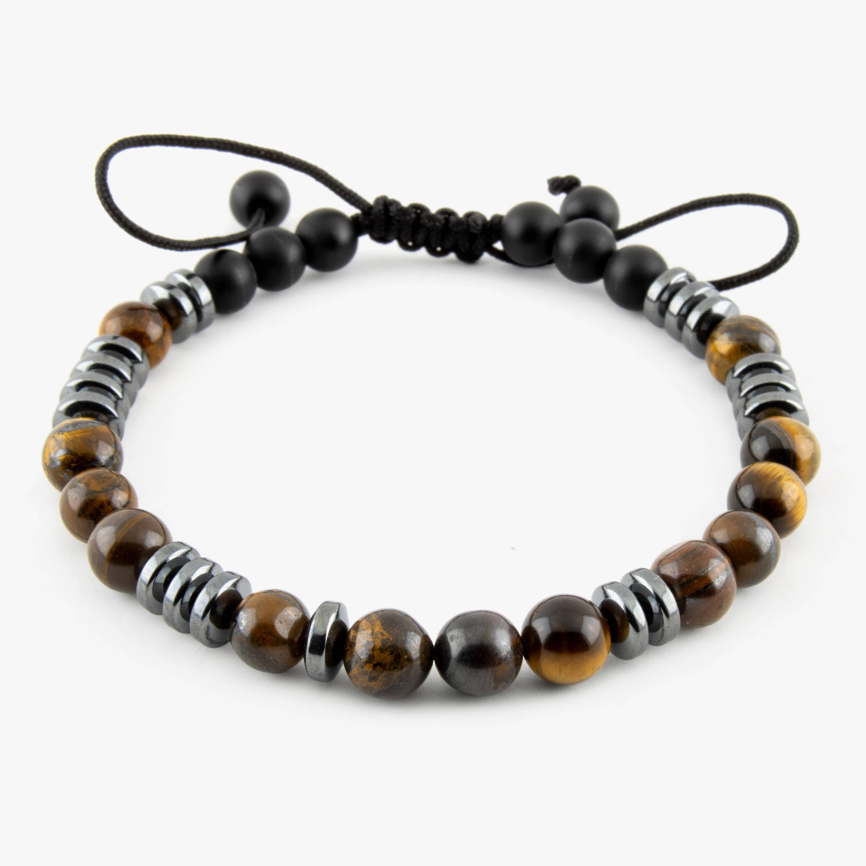 Mana Gallery – wholesale Beaded bracelet – Handcrafted Tiger Eye, Hematite, and Onyx Adjustable2