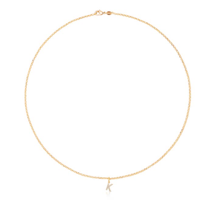 INITIAAL HANGER KRISTAL VERGULD voor wholesale door Destellos Mediterranean Jewels