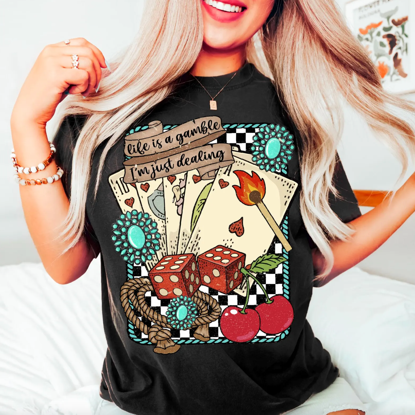 Kiki's Boutique - Wholesale Screen Printed T-Shirt - Women's - Life Is A Gamble Tee 2