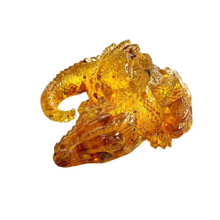 Amber Dragon Figurine | Handmade Baltic Amber Sculpture | KIZIMA for wholesale by KIZIMA