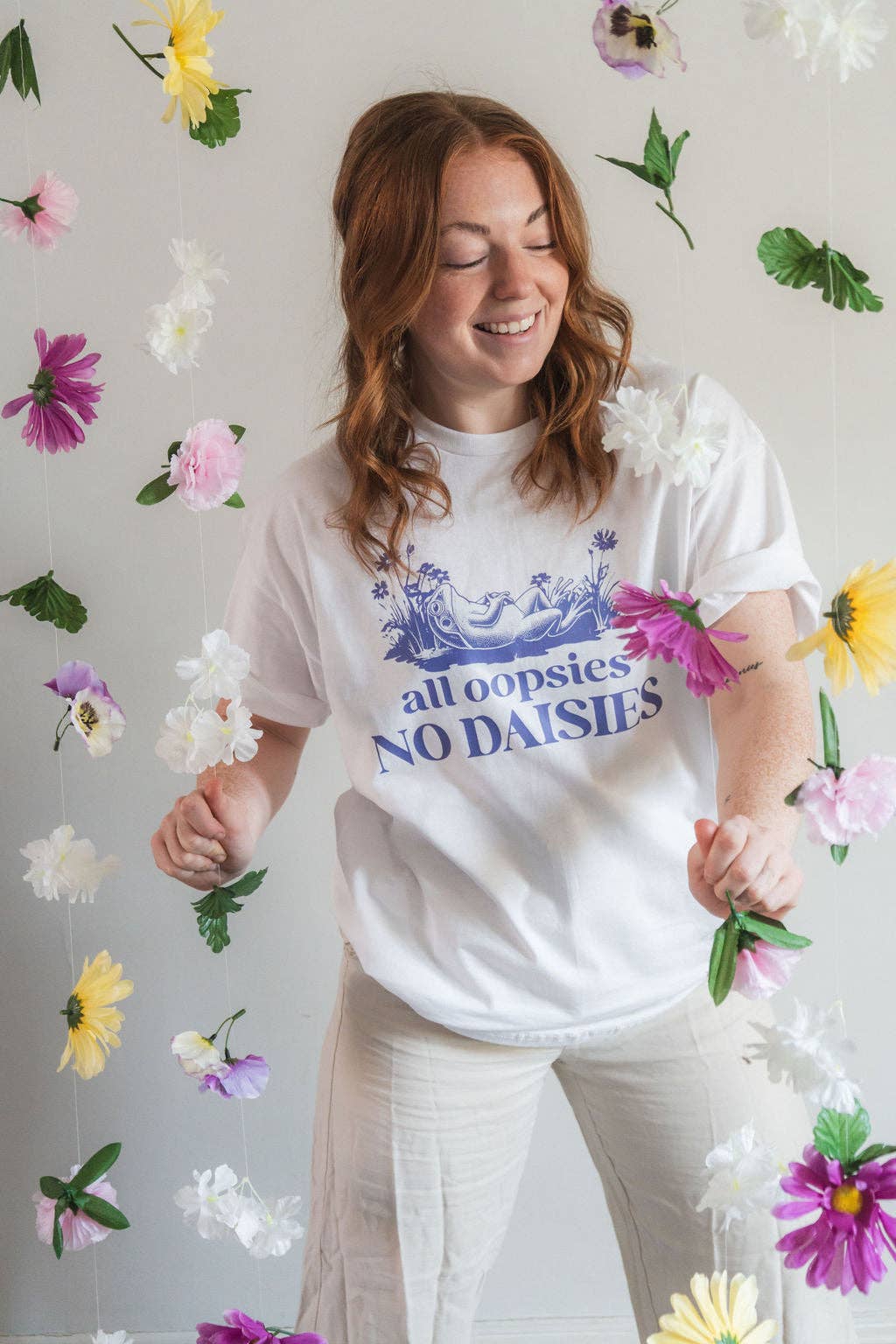 The Locals - Wholesale Screen Printed T-Shirt - Women's - Frog All Oopsies, No Daisies Shirt1