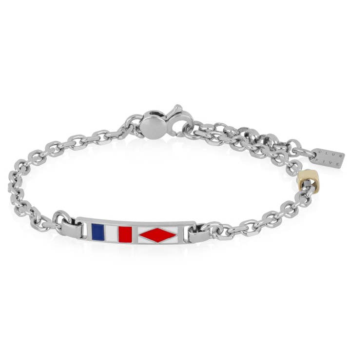 Club Five - Vendita all'ingrosso Bracciali a catena e a maglie - Bracciale uomo in argento e oro con targhetta - Hector