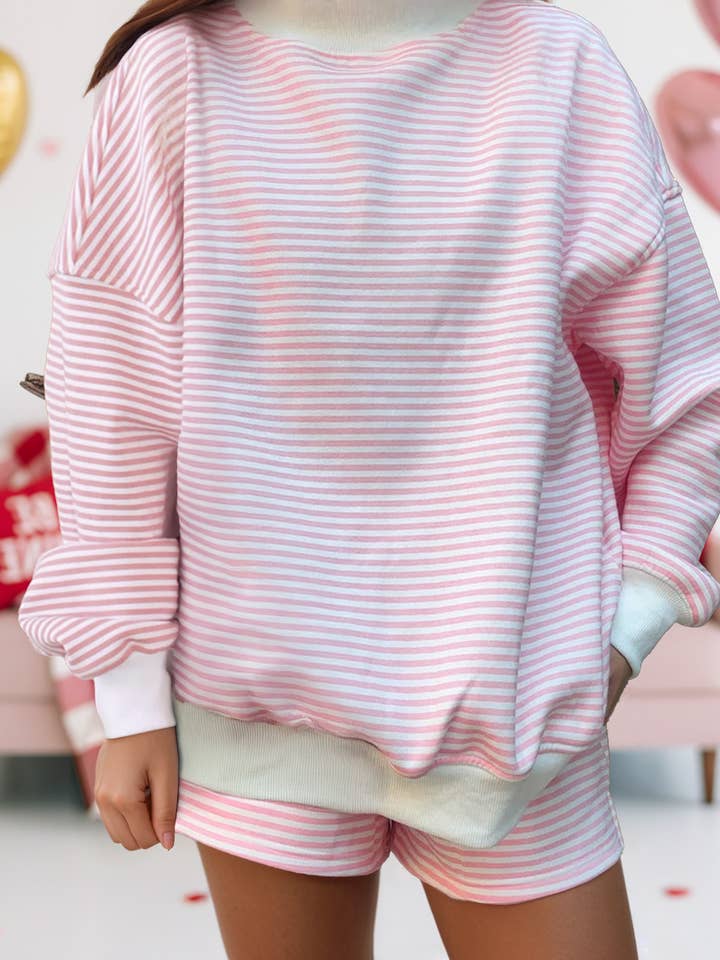 Valentines Oversize Mock Neck Sweatshirt and Shorts Set for wholesale by fashionworks