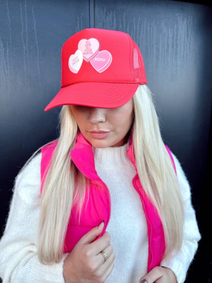Convo Hearts Trucker - Red for wholesale by Social Statement