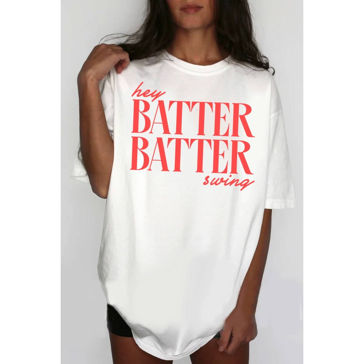 HRTandLUV - Vendita all'ingrosso Maglietta stampata - Donna - HEY BATTER BATTER SWING T-SHIRT GRAFICA MINERALE OVERSIZE1