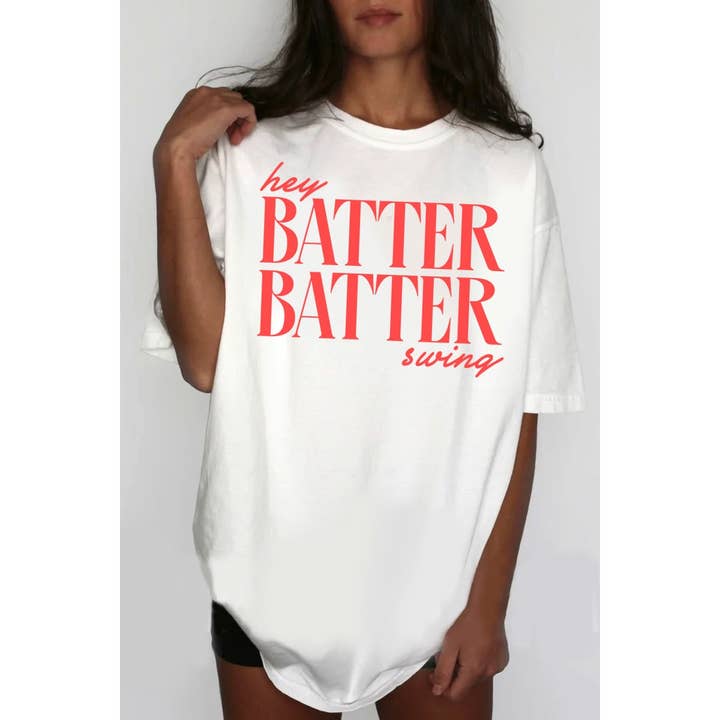 HRTandLUV - Vendita all'ingrosso Maglietta stampata - Donna - HEY BATTER BATTER SWING T-SHIRT GRAFICA MINERALE OVERSIZE1