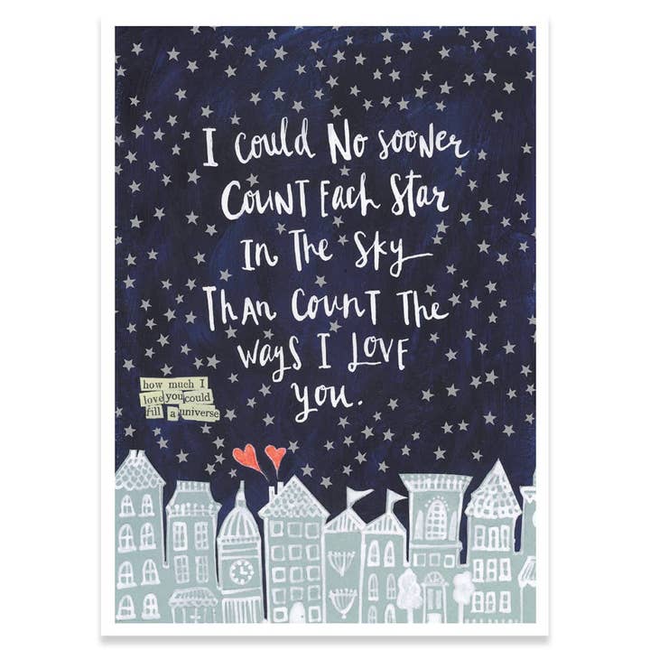 COUNT THE STARS LOVE GREETING CARD 4.5 x 6.25" for wholesale by Calypso Cards LLC