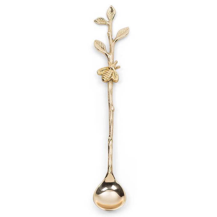 Abbott - Wholesale Kitchen Spoon - Long Spoon with Bee on Twig-Gold-8.5"L
