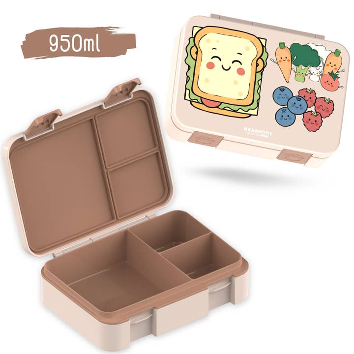 BEARFOOT - Wholesale Lunch Bag/Box - Kids - Lunch box with compartments, lightweight & leak-proof - brown sandwich1