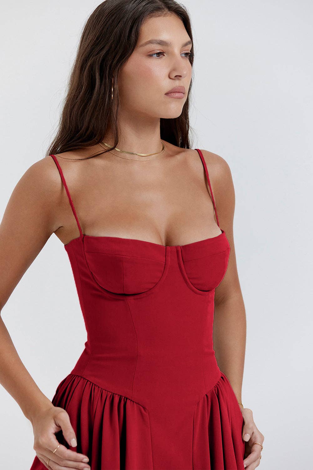 Sweetkama - Wholesale Dress - Women's - String Shoulder Solid & Floral Ladies Dress 255288