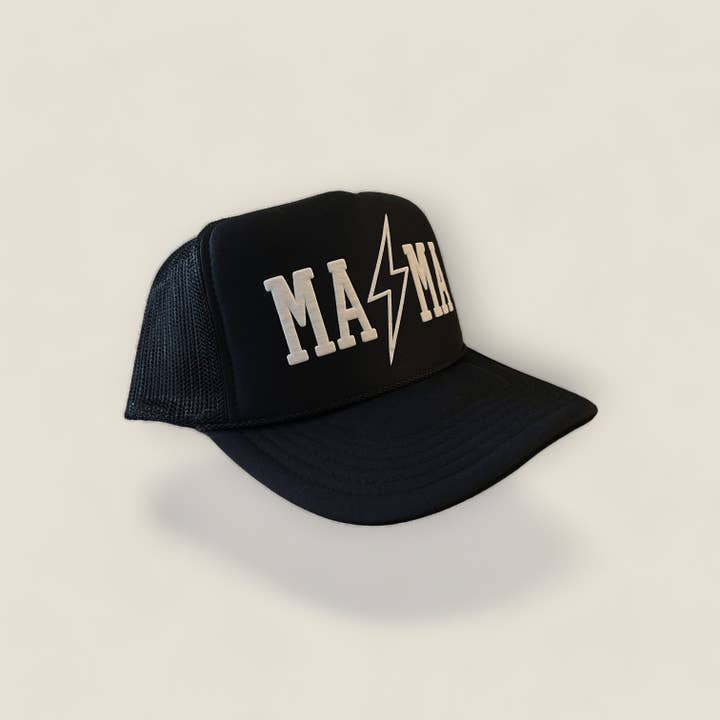 Happi Style - Wholesale Trucker Hat - Women's - Mama Lightening Bolt Trucker Hat | Black1