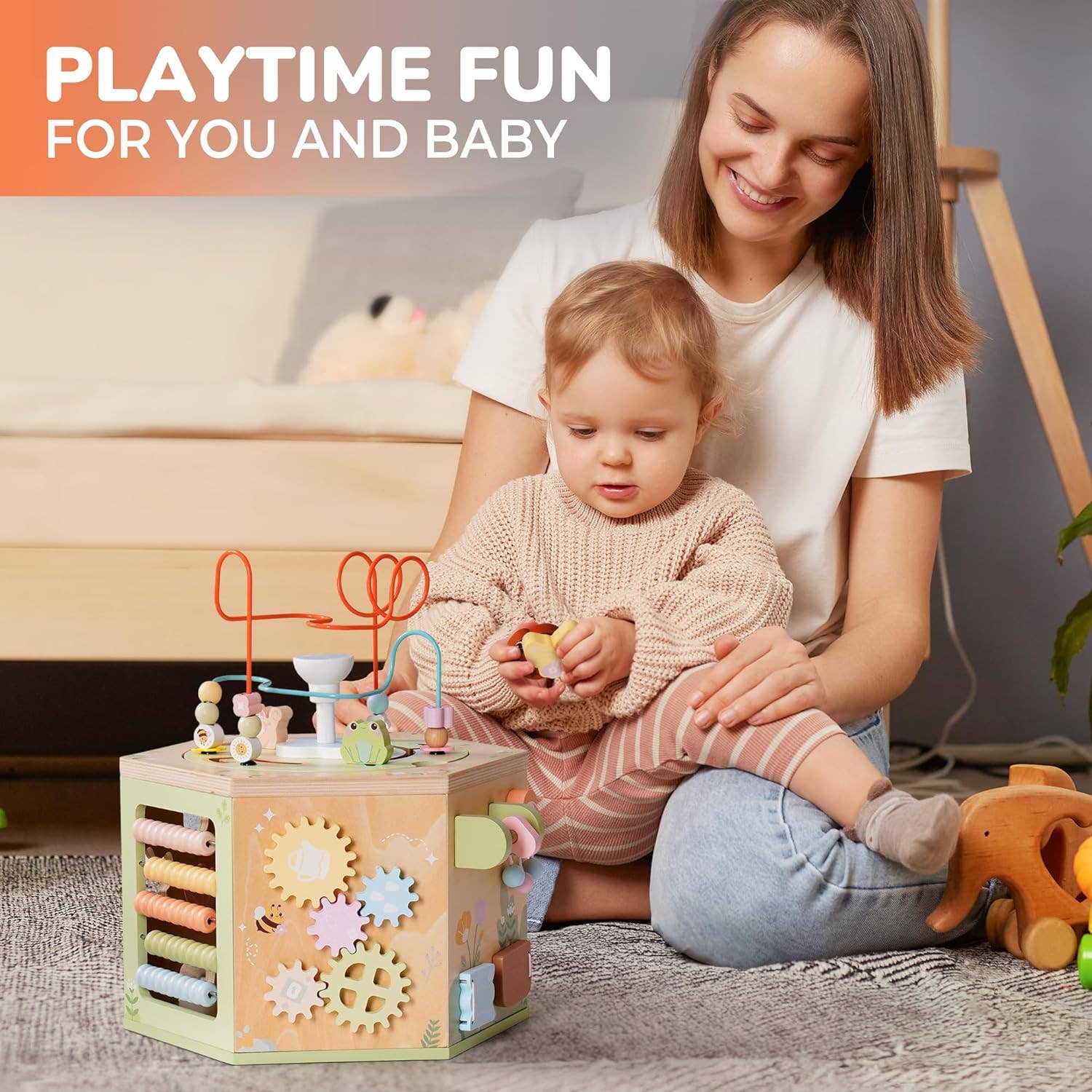 Robud & Mewoofun Official Store - Wholesale Wood Toy - Kids - Robud  Montessori Baby Activity Cube Educational Wooden Toys3