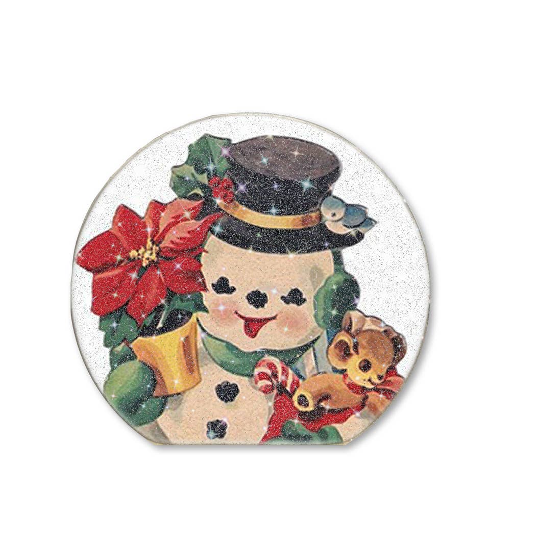 Jarmz Designs - Wholesale Christmas decoration - SNOWGLOBE SITTER RETRO SNOWMAN (WITH GLITTER)