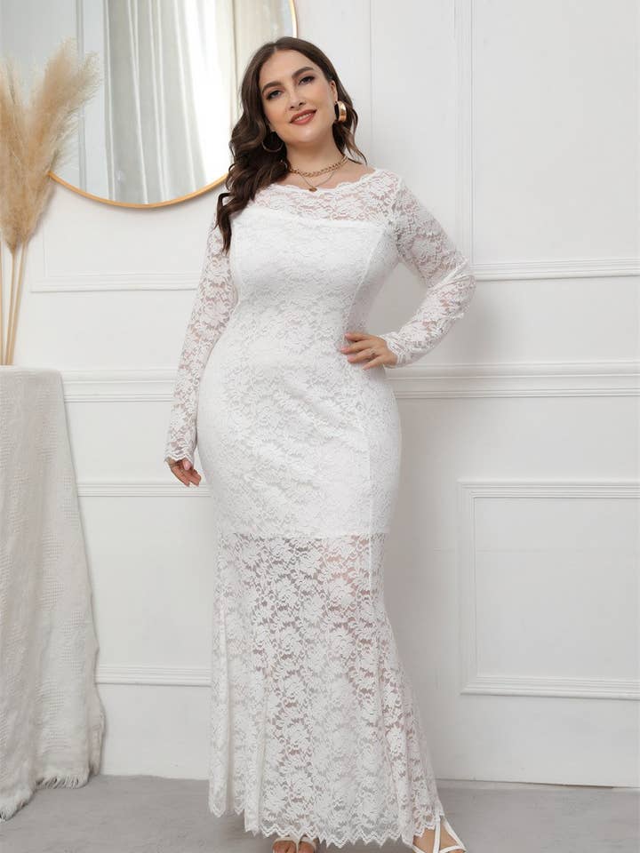 NINEXIS - Wholesale Dress - Women's - CWDMD3233_PLUS SIZE LACE MERMAID EVENING GOWN DRESS
