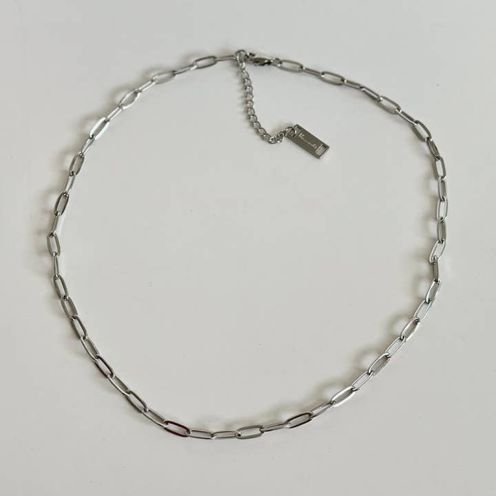 Collier Paperclip - Argenté pour la vente par Namaste Jewelry