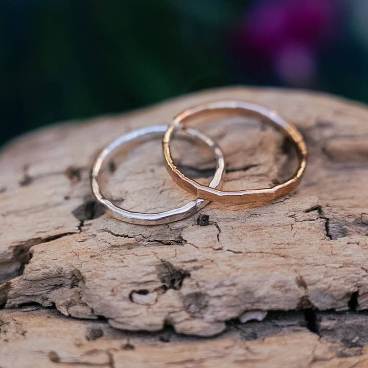 Wild Hammered Stackers (Made to Order) for wholesale by Crooked Trails Silver