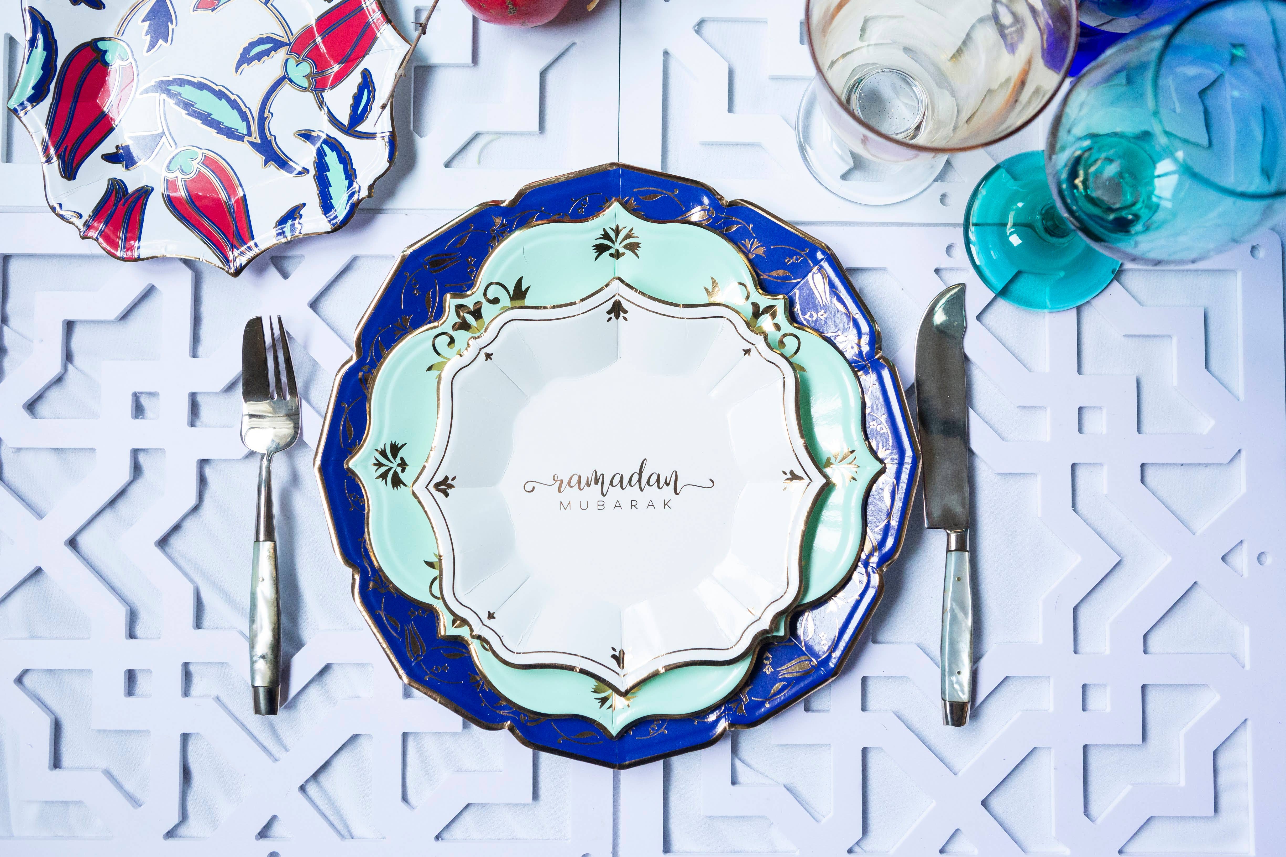 EID Creations - Vente Assiette jetable - 8 Assiettes Dessert Blanches Ramadan2