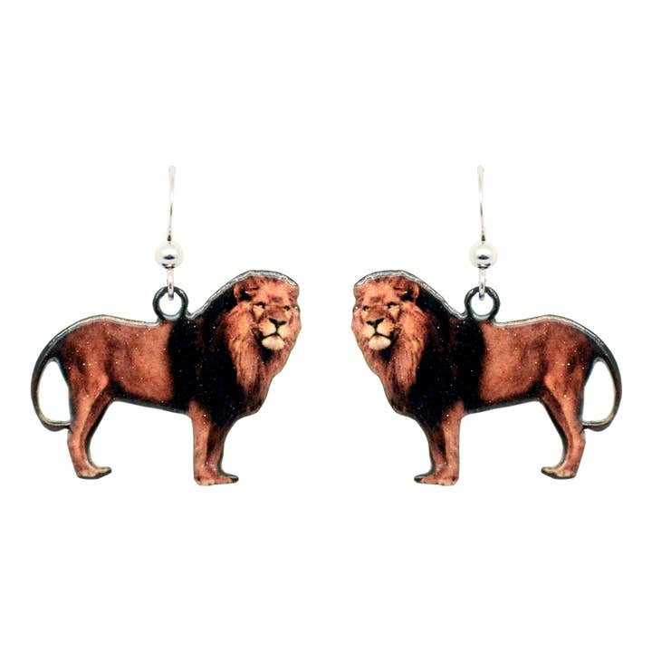 Löwenförmige Edelstahl-Hängeohrringe für den Großhandel von d'ears inc.