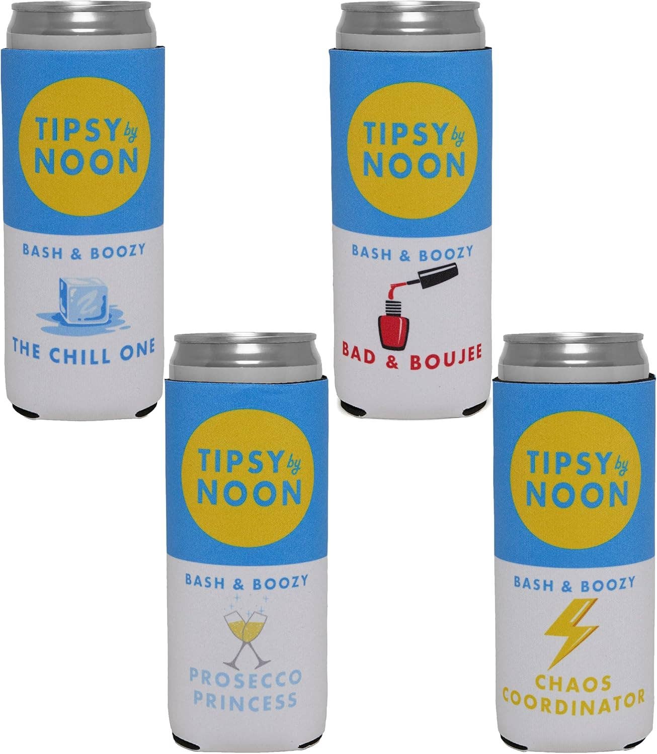 Funky Junque - Wholesale Drink Huggers & Koozies - Bachelorette Slim Can Cooler Set - 4 Pack (Club)0