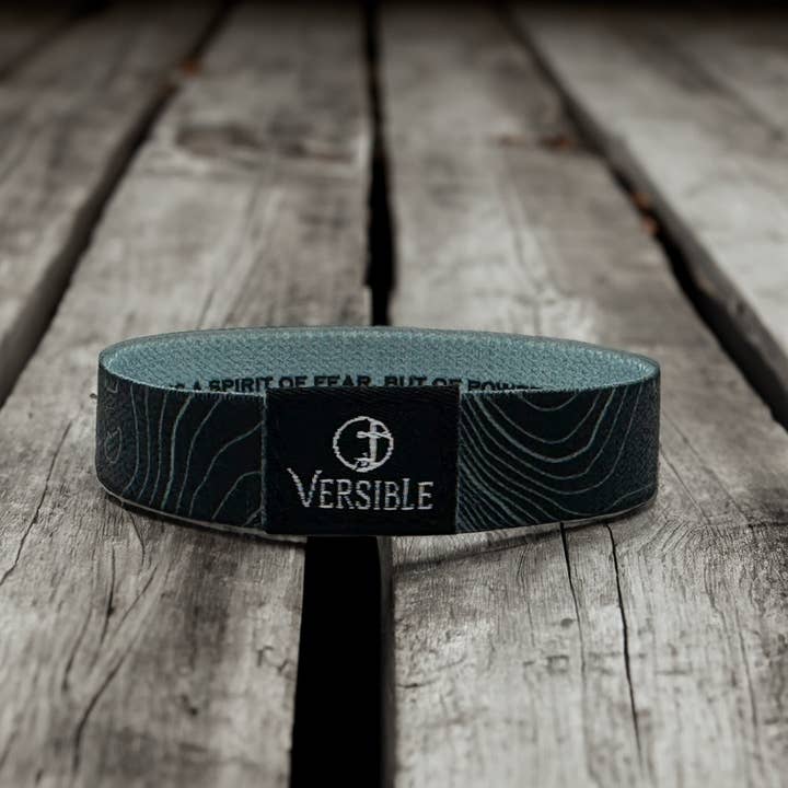Versible - Wholesale Wristband - Versible® Wristbands - Black Topography / 2 Timothy 1:7