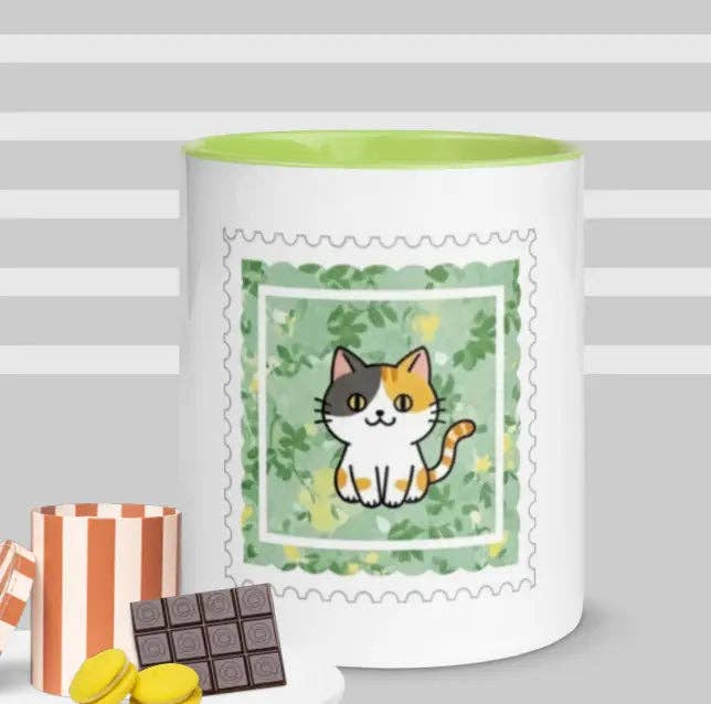 EME regalos - Wholesale Coffee Mug - Kitten mug with green interior3
