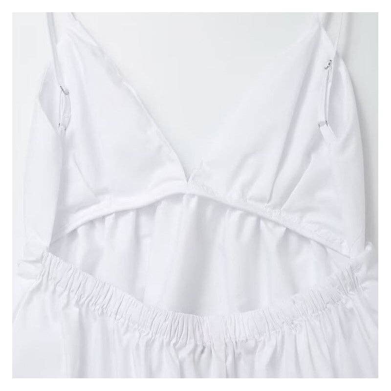 BLANC Robe simple à bretelles en V avec dos nu en vente sur Faire8