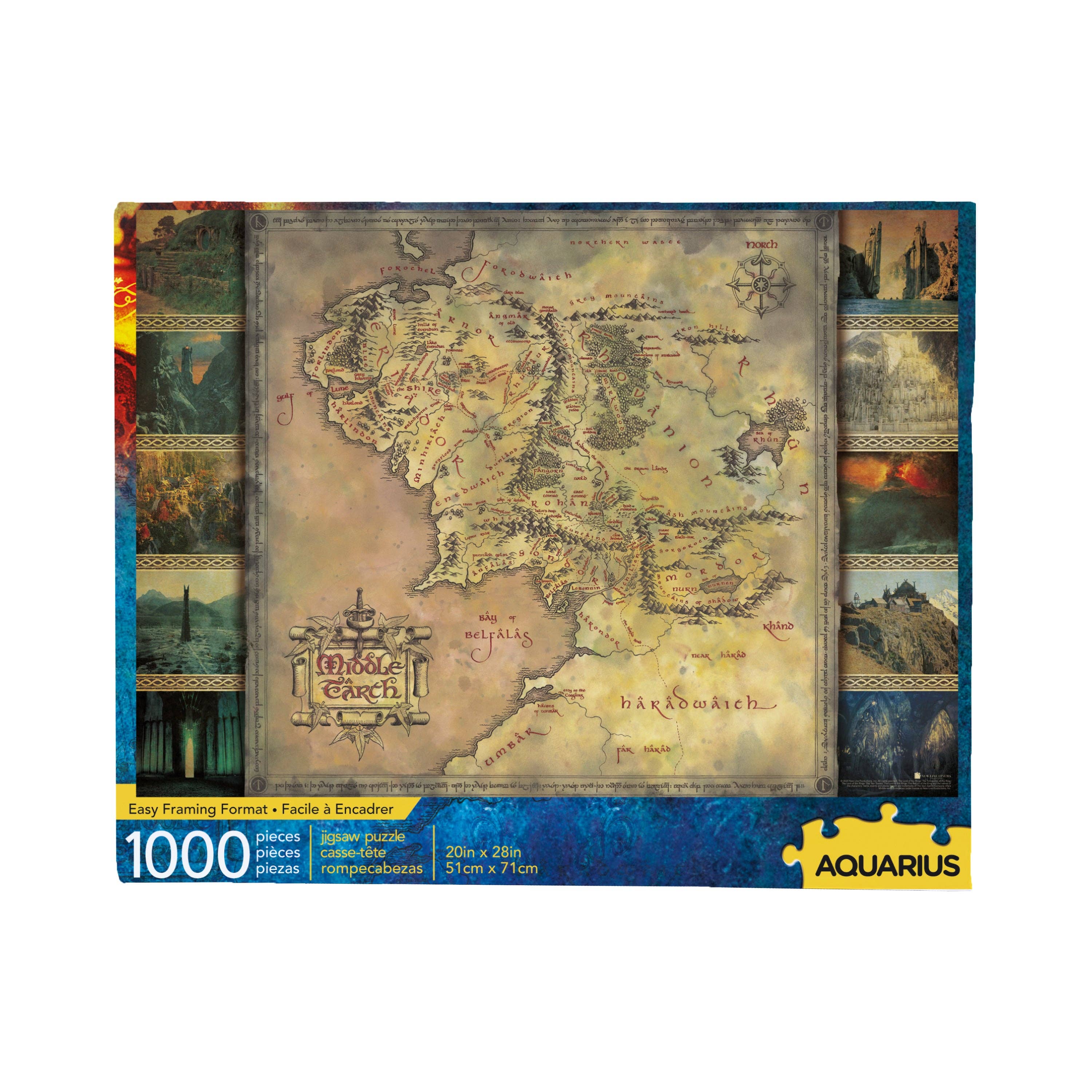 AQUARIUS, GAMAGO, ICUP, & ROCK SAWS by NMR Brands - Wholesale Puzzle - Adult - Lord of the Rings Map 1000 Piece Jigsaw Puzzle