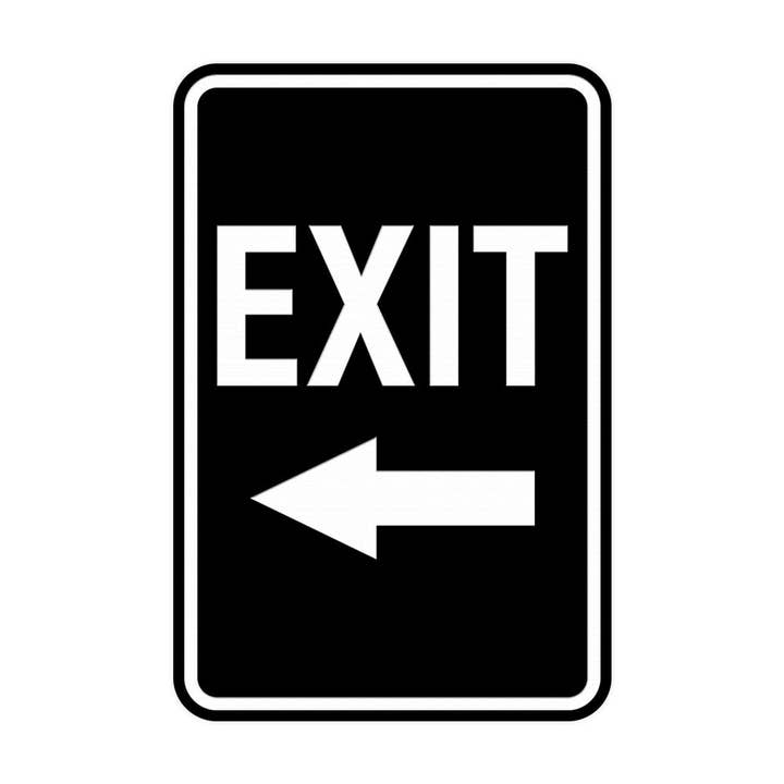 Portrait Round Exit Left Arrow Sign for wholesale by All Quality