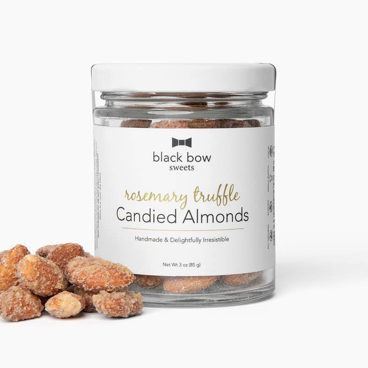 Candied California Almond Jar | Rosemary Truffle for wholesale by Black Bow Sweets