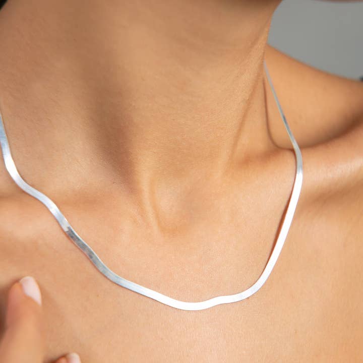 Volenia Silver - Wholesale Link & Chain Necklace - Women's 925 Sterling Silver Flat Chain Necklace Gold-Plated