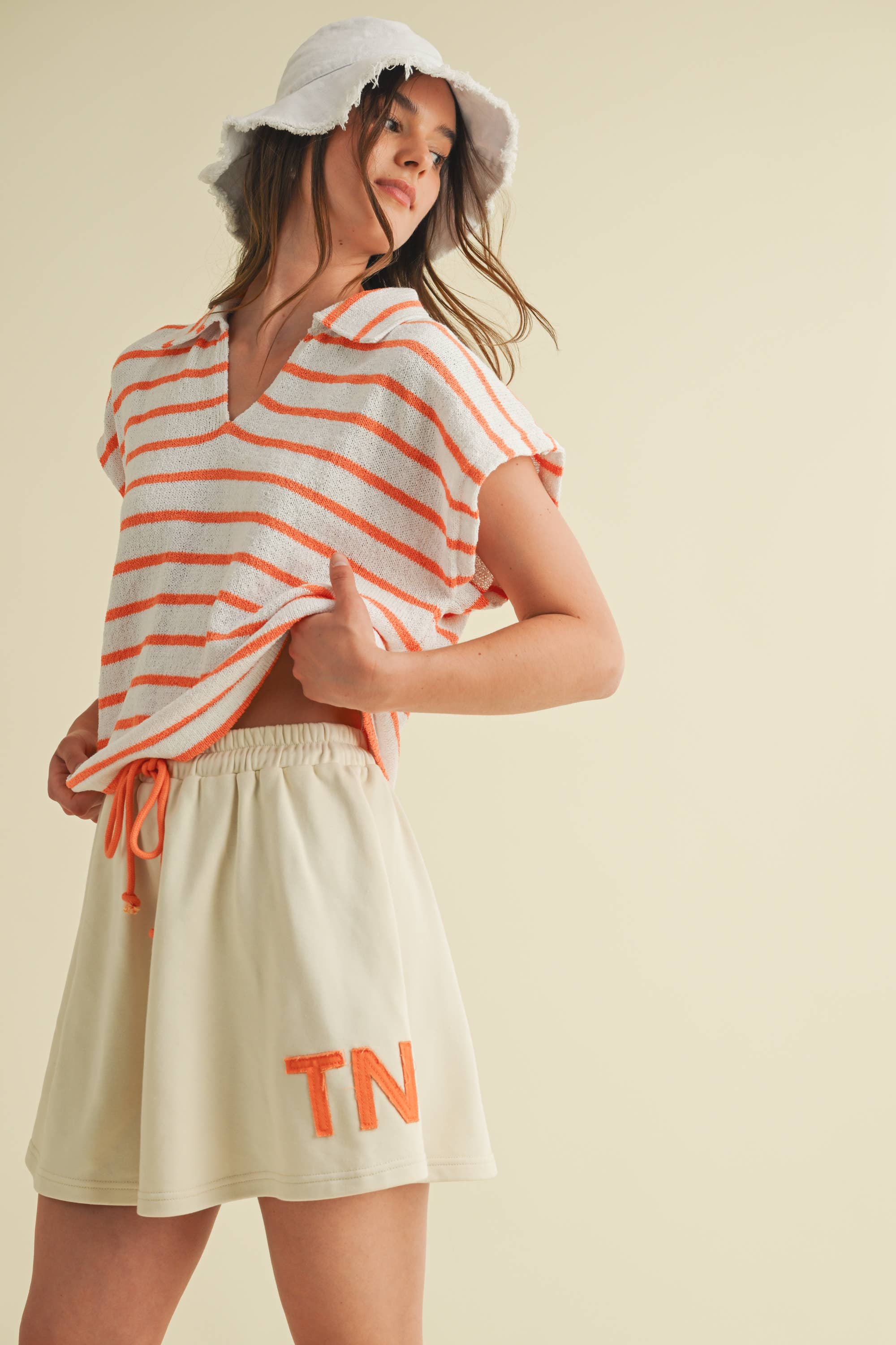 Cloud Ten - Wholesale Knit Top - Women's - CSW18065 - STRIPED COLLARED V NECK TOP5