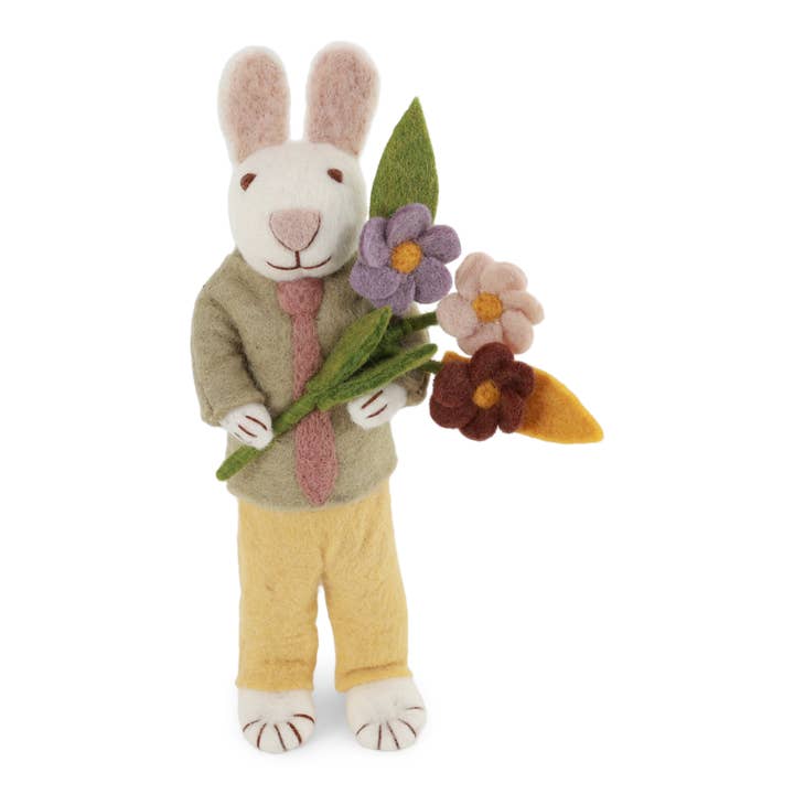Big White Bunny w/Tie & Narcissus Flower for wholesale by Gry and Sif