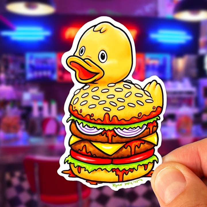 VINYL STICKER: Rubber Ducky (Burger) for wholesale by Ryan McCulloch Art